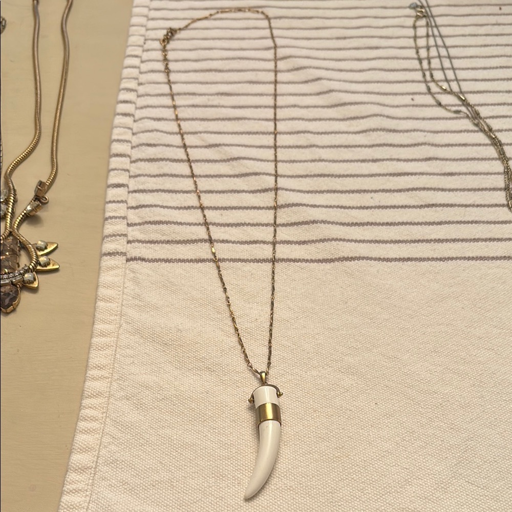 Gold and White Pendant Necklace
